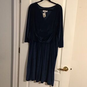 Liz Lange Completely Me Deep Blue Ultimate Velvet MIDI Dress